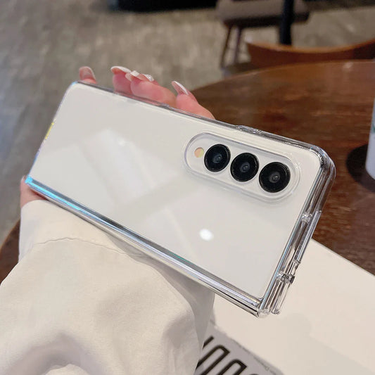 Transparent Acrylic Shockproof Phone Case for Samsung Galaxy Z Fold 6/5/4/3 – Hard Protective Back Cover