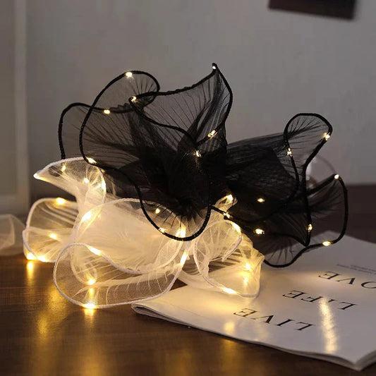 LED Flower Wrapping Paper – Lace Mesh Lighted Bouquet Packaging for Wedding, Birthday & Gift Decorations