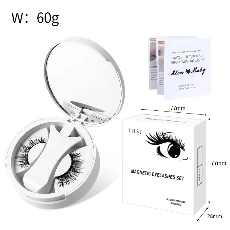Brown Magnetic False Eyelashes – Natural, Lightweight Eye Makeup Set with Applicator & Carry Box