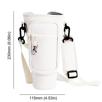 Portable Water Bottle Carrier Bag – Neoprene Holder with Phone Pocket for Stanley 40oz Tumbler with Handle