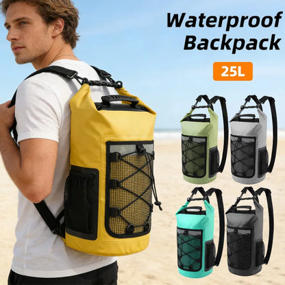 25L Waterproof Dry Bag Backpack - Roll-Top Outdoor Swimming, Kayaking & Camping Bag
