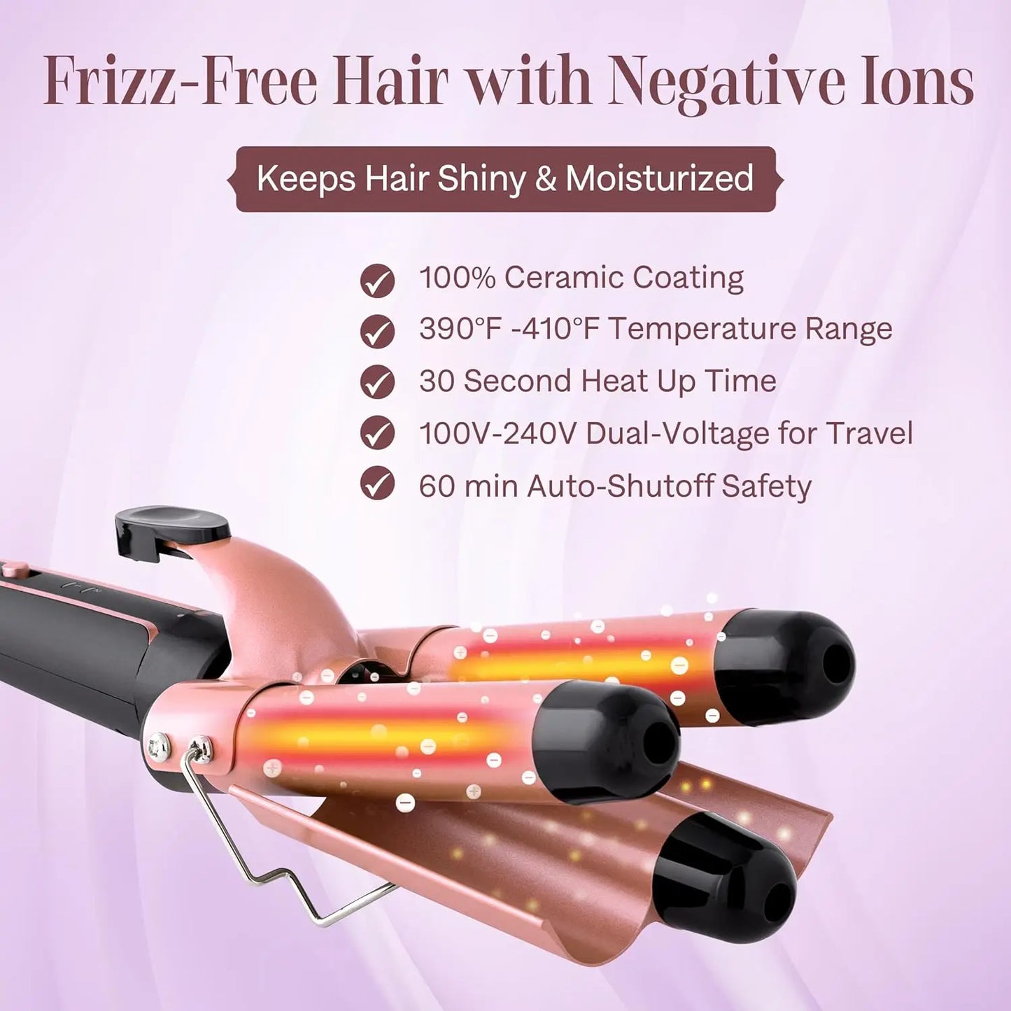 5 in 1 Hair Curler Wand Set with Curling Brush – 0.35” to 1.25” Curling Iron, Heat Resistant Glove & Hair Clips