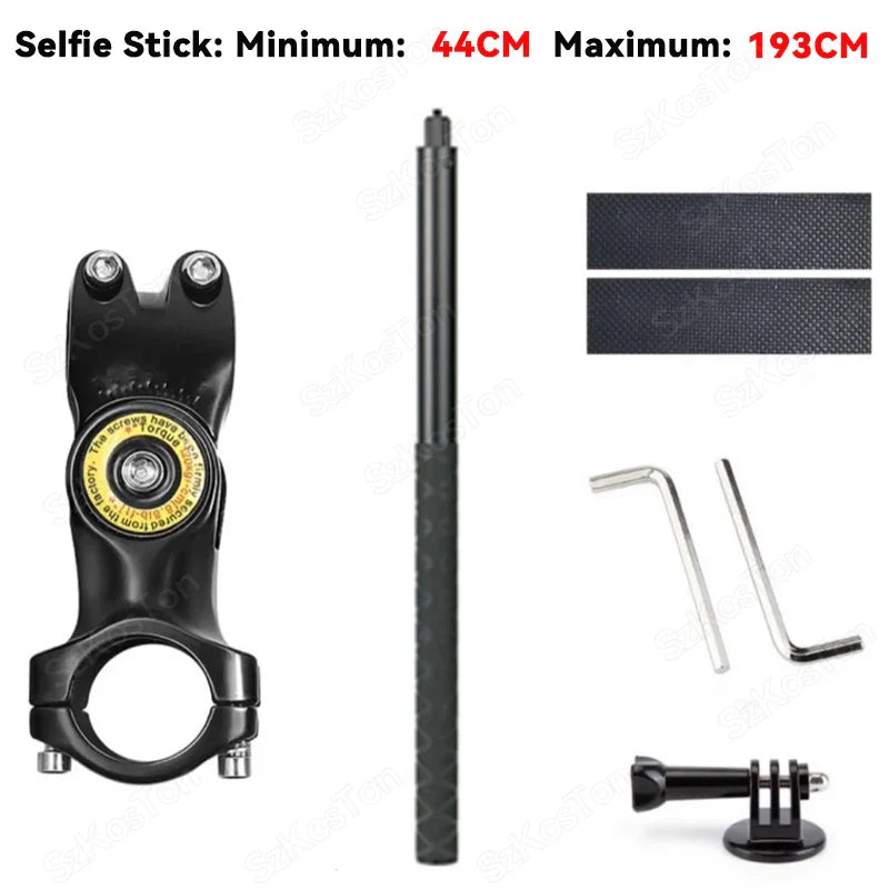 Motorcycle & Bicycle Selfie Stick Monopod – Handlebar Mount Bracket for Insta360 X5/X3/X4, GoPro Hero 8–13, DJI Accessories