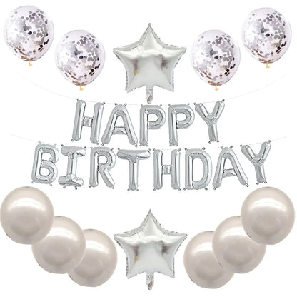 16-Inch Happy Birthday Foil Balloons Set – Pink & Blue Letter Balloons for Birthday Party Decoration