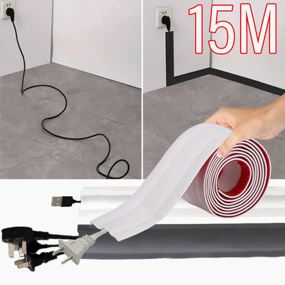 Self-Adhesive PVC Cable Protector Strip — Wire & Cord Insulation Cover, Wear-Resistant Trip Prevention Organizer
