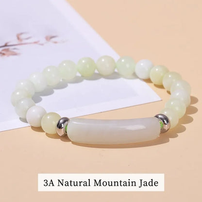 JD Natural Stone Tiger Eye & Amethyst Rectangle Bar Charm Bracelet – Healing Crystal Rough Chakra Jewelry for Men & Women Elastic Wrist Band