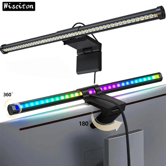 LED Monitor Light Bar, RGB Computer Screen Hanging Light, Atmosphere Table Lamp for Work, Study, Reading & Gaming, 44cm Dimming Lighting