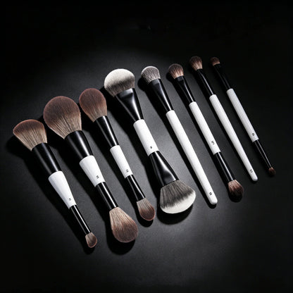 Dual-Ended Foundation Makeup Brush - F1 Blush, F2 Contour & F4 Powder Brush Set with Box