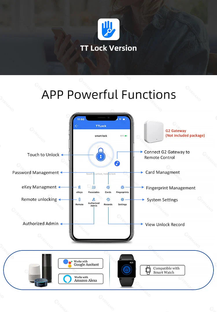 YRHAND TTlock Smart Fingerprint Lock Box – Digital Password, IC Card, Tuya Electronic Portable IP66 Security for Smart Home