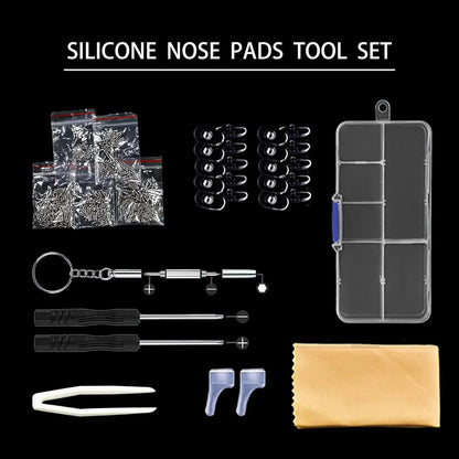 500pcs Eyeglass Repair Kit - Assorted Screws Nose Pads Screwdriver Tools for Glasses and Sunglasses Maintenance