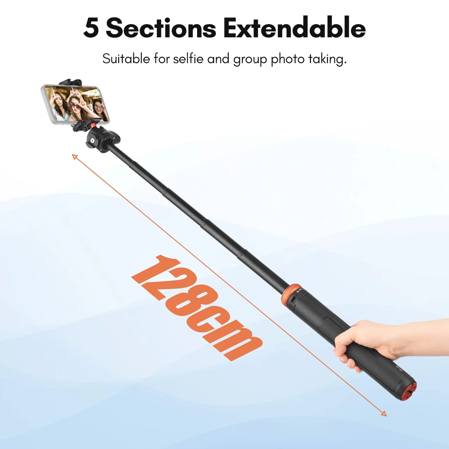 UURIG TP-02/TP-03 Selfie Stick Tripod — Flexible Ball, 130cm Max Height with 1/4'' Screw for Smartphone & Camera Vlogging
