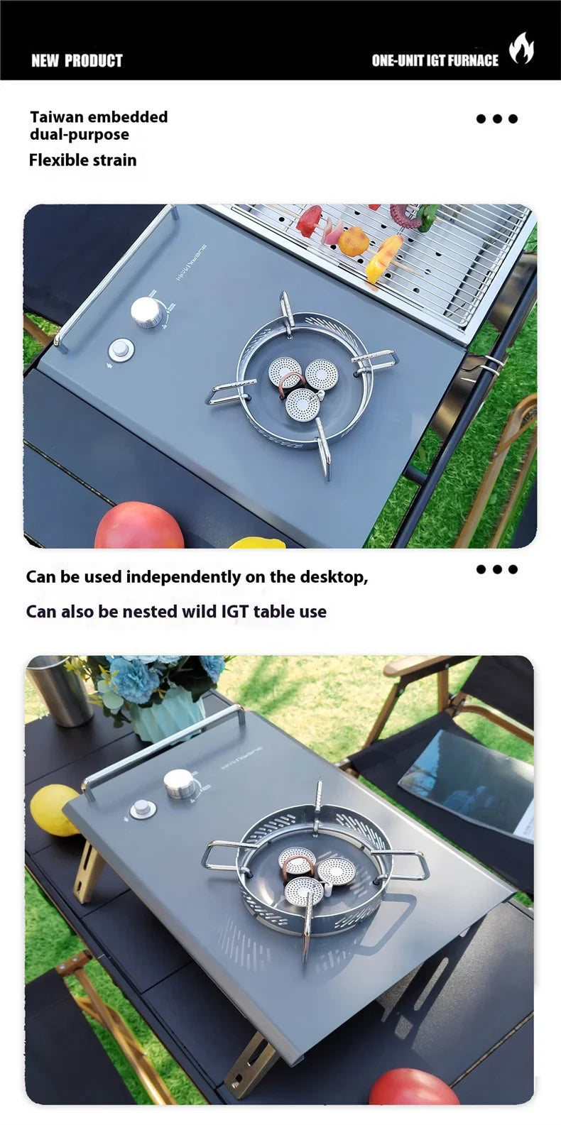Lohascamping Folding IGT Table – Lightweight Portable Roll Table with Adjustable Legs for BBQ, Desktop Burner & Backpacking