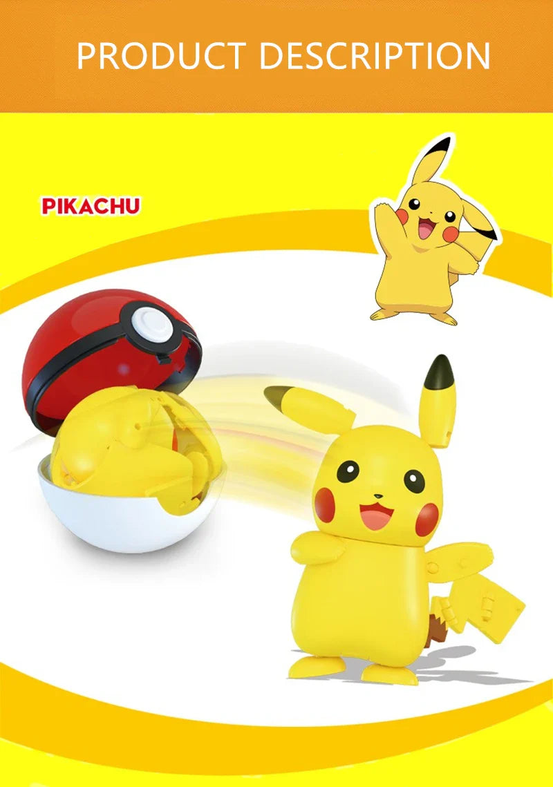 Pokemon Action Figures Set – Pikachu, Gengar, Dragonite, Snorlax & Pokeball Toys