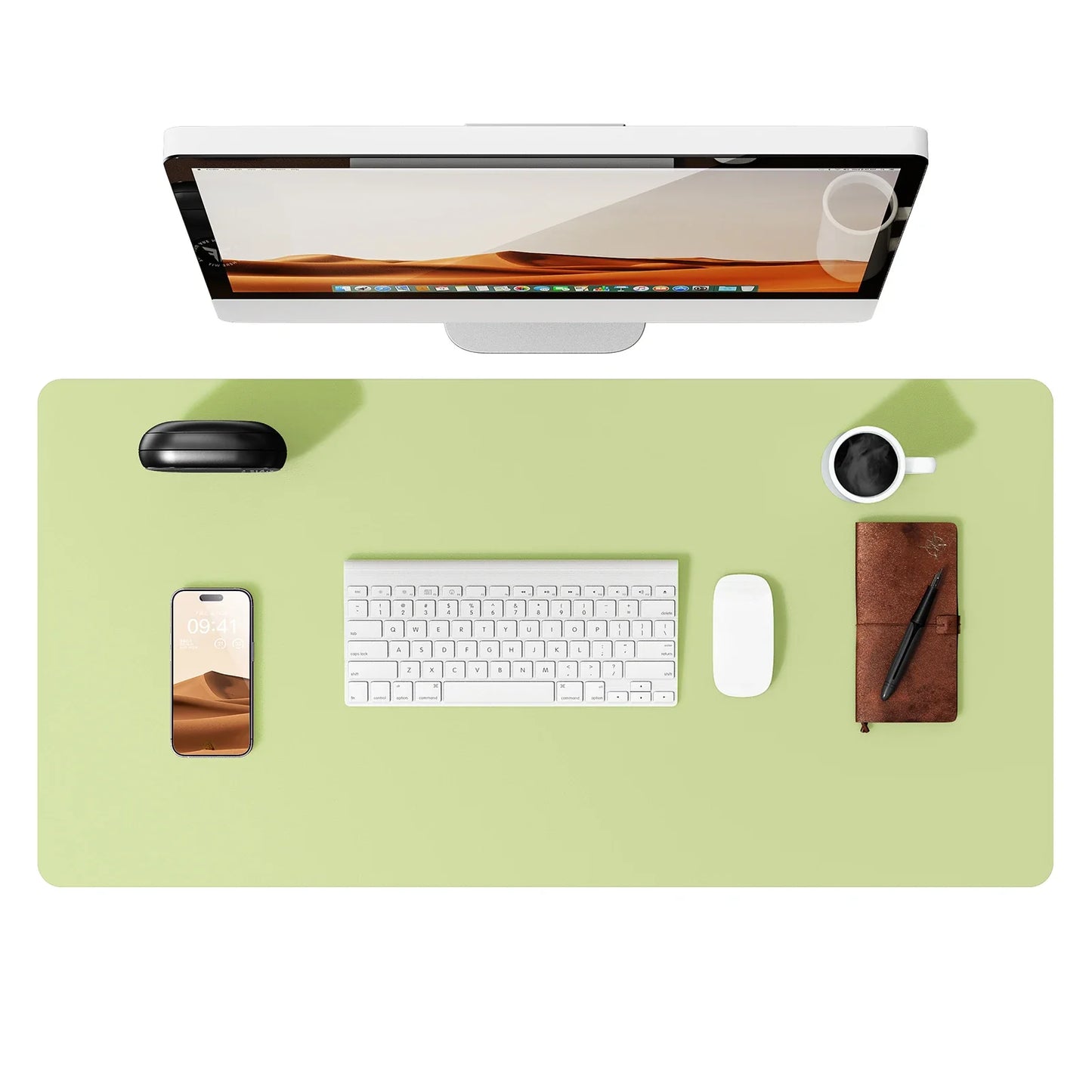 Large Leather Mouse Pad Desk Mat - Non-Slip PU Leather Office Desk Protector for Laptop & Workspace Setup