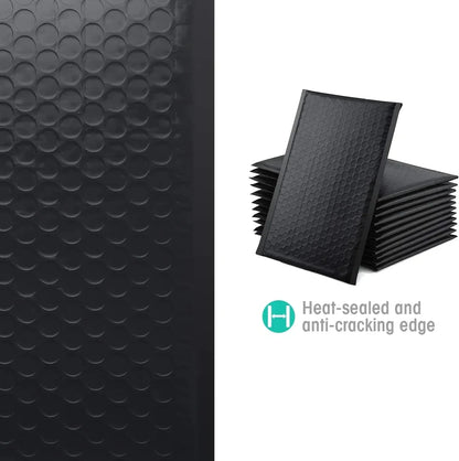 100 Pcs Black Bubble Mailers - Self-Seal Padded Envelopes for Shipping, Poly Green Lining, Secure Packaging Solution