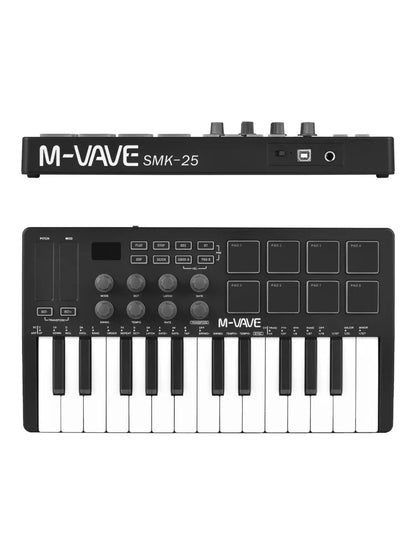 M-VAVE 25 Key MIDI Control Keyboard – Portable USB, Velocity-Sensitive Keys, 8 RGB Pads, 8 Knobs