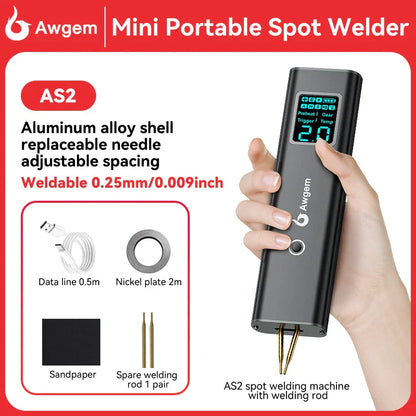 Awgem Portable Handheld Spot Welder – DIY Adjustable 99-Gear Welding Machine for 18650 Lithium Batteries