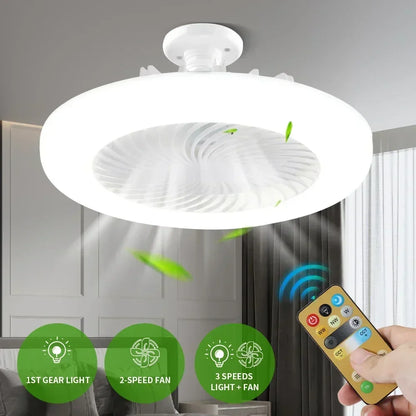 Upgrade Your Living Space with the Smart Remote Control Ceiling Fan - LED Lighting and E27 Converter Base Included for Ultimate Convenience