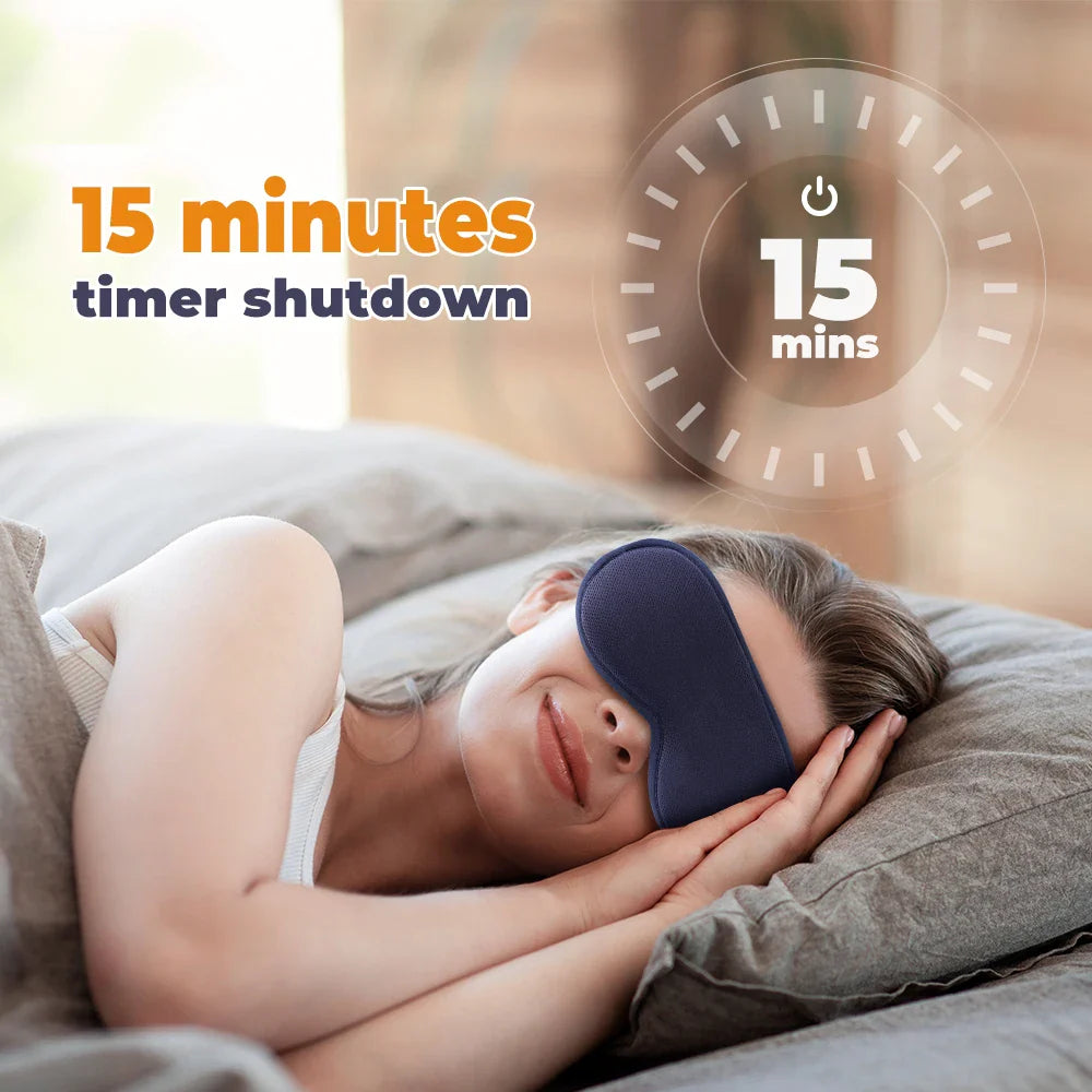 3 Level Hot Compress and 6 Level Vibration Electric Steam Eye Mask - 3D Massage, Smart Timing, Constant Temperature for Sleep Relief