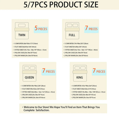 7-Piece Queen Bed-in-a-Bag Comforter Set — Solid Geometry Comforter, Sheets & Pillowcases, Stylish Bedroom Gift