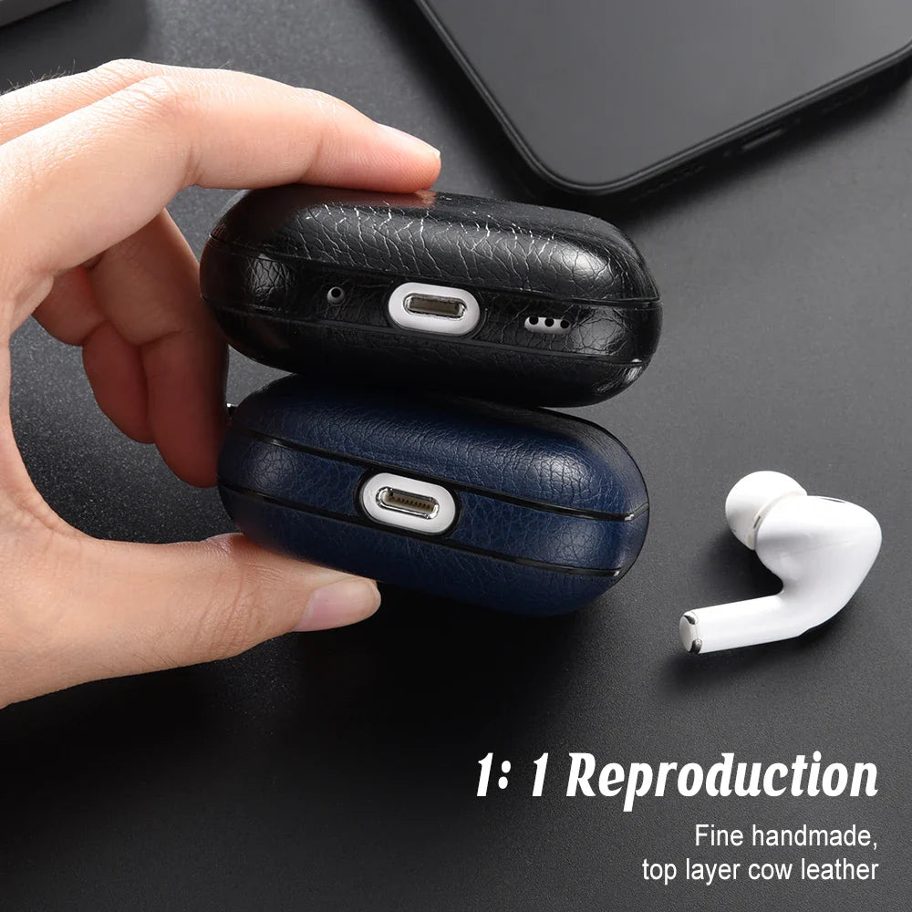 Leather Hard Plastic Cover for AirPods Pro 2 – Case for AirPods Pro 2nd Gen, Funda for AirPods 3 Pro 2023, Headphone Coque