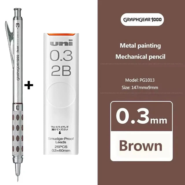 Pentel Graphgear 1000 Mechanical Pencil PG1000 – Low Center of Gravity Precision Drafting Pencil 0.3/0.5/0.7/0.9mm Art & Drawing Tool