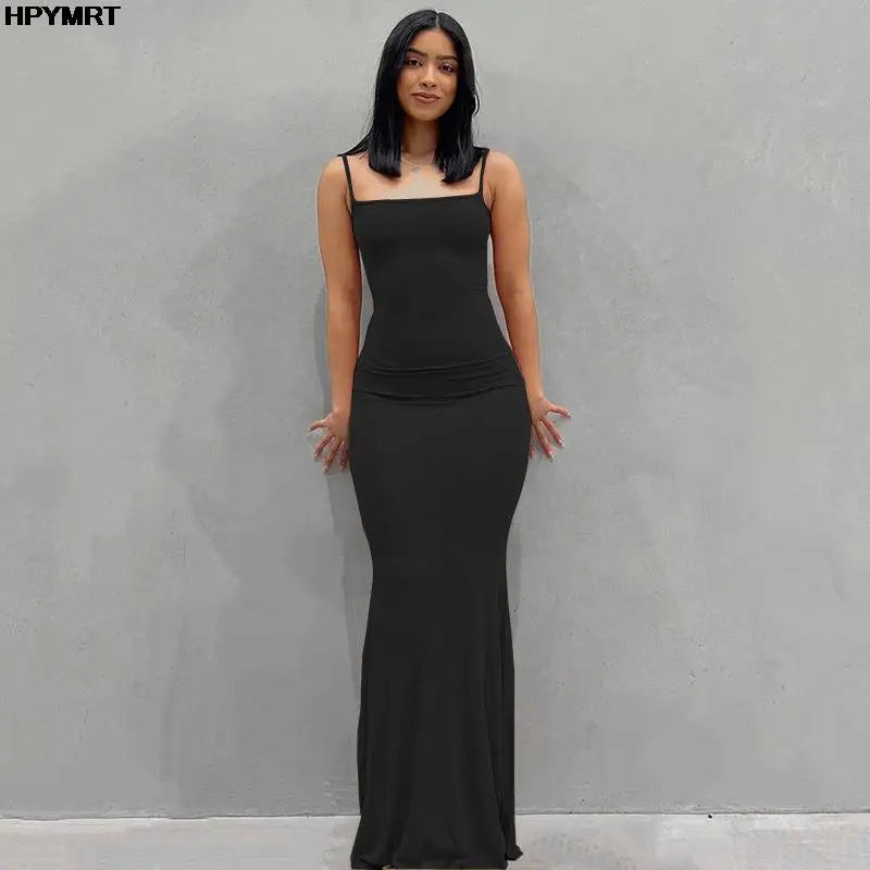 Women’s Satin Slip Maxi Dress – Sleeveless Backless Bodycon Elegant Party Dress Y2K Slim Fit Evening Gown