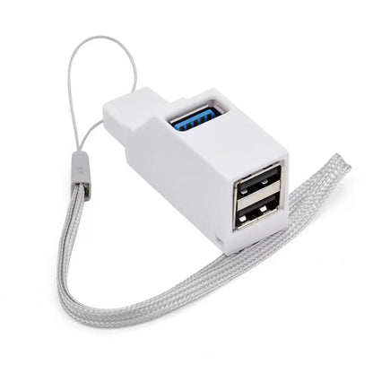 USB 3.0 Hub Adapter Extender - 1 to 3 Ports, High-Speed USB 2.0 Splitter for PC, Laptop, U Disk, Card Reader