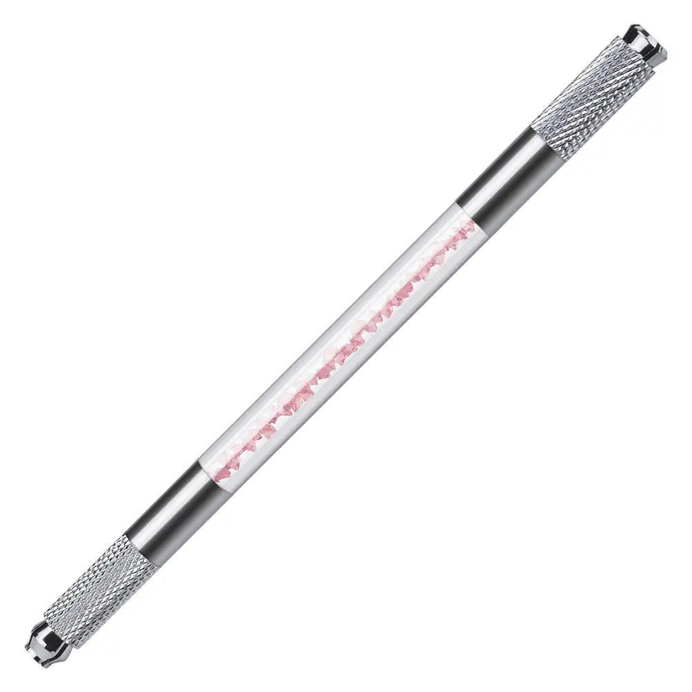 Manual Double-Ended Crystal Acrylic Microblading Pen – Permanent Makeup Eyebrow Tattoo Tool for Flat & Round Needles