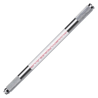 Manual Double-Ended Crystal Acrylic Microblading Pen – Permanent Makeup Eyebrow Tattoo Tool for Flat & Round Needles