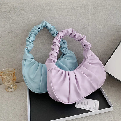 Fashion Pleated Cloud Handbag for Women – PU Leather Shoulder Bag, Casual Armpit Bag & Shopping Tote