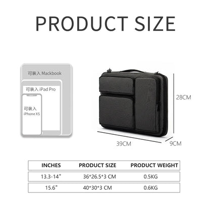 Waterproof Laptop Shoulder Bag - Notebook Sleeve for MacBook Air/Pro, Fits 14 and 15.6 Inch, Business and Student Handbag
