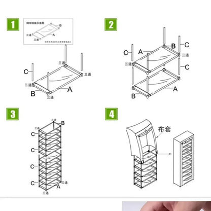 Non-Woven Multi-Layer Shoe Rack – Dormitory Door Cabinet, Space-Saving, Economical, Dustproof Home Storage Box