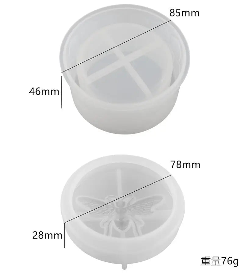 Honey Bee Gypsum Jar Silicone Molds - DIY Concrete Epoxy Candle Pot Box Injection Mould for Handcrafted Home Decor, Handmade Gift