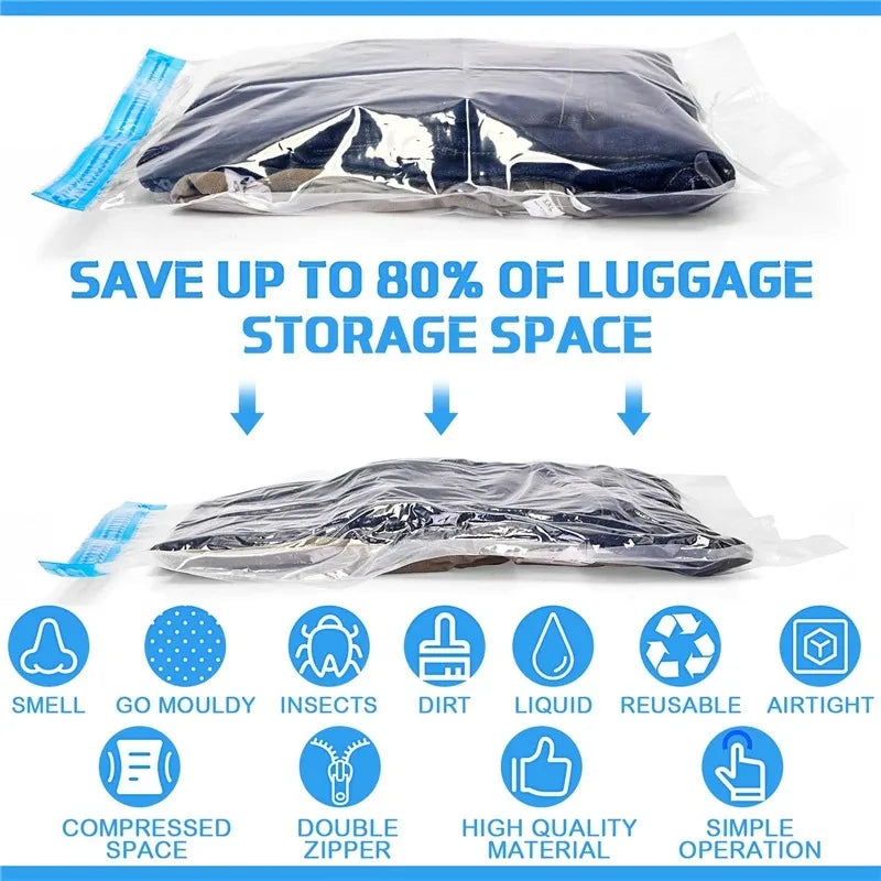 Travel Compression Roll-Up Bags — Space Saver Storage for Luggage & Cruise Essentials Clothes