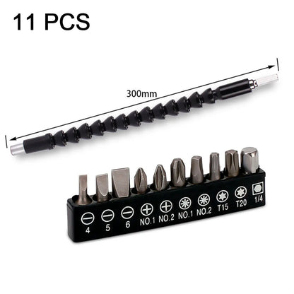 Flexible Drill Bit Extension & Right Angle Adapter Set – 105° Rotatable Hex Shank Screwdriver Bit Kit