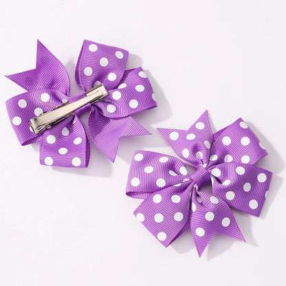 Girls' Hair Bow Clips - 3-Piece Solid Dot Boutique Bowknot Hair Accessories