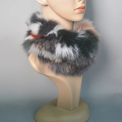 2025 Real Fox Fur Scarf and Headband – Luxury Winter Neck Warmer for Women, 100% Natural Fur, Elastic Ring Muffler