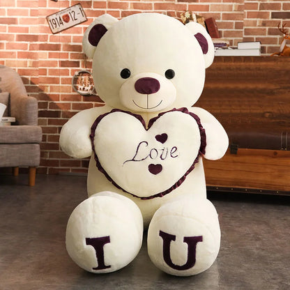 100cm “I LOVE YOU” Giant Plush Bear – Soft Stuffed Toy for Kids & Girlfriend Birthday Gift