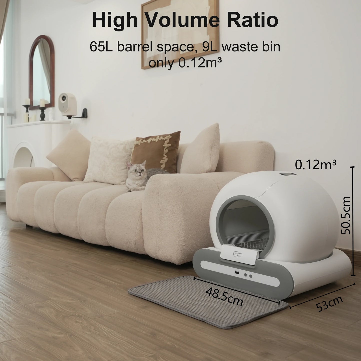 DOEL Automatic Self-Cleaning Cat Litter Box – App-Controlled Smart Toilet with Litter Mat for Multiple Large Cats
