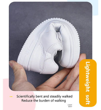 Kids White Sneakers — Boys & Girls Sport Casual Shoes, Non-Slip School Walking & Running Shoes, Sizes 28-39