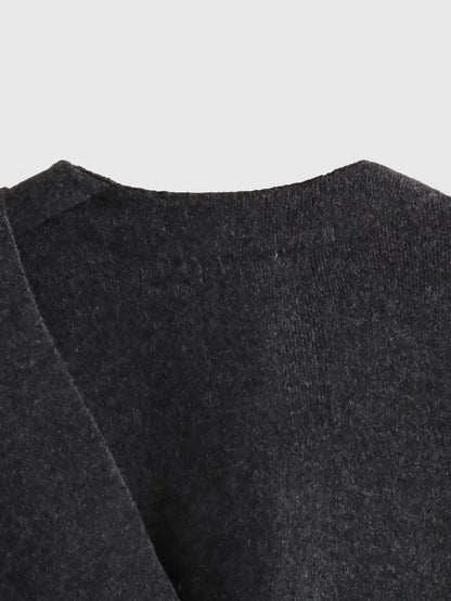 TRAF 2023 Winter Women's Scarf Coat – Long Sleeve, Knitted Asymmetric Jacket, Streetwear Casual Outerwear