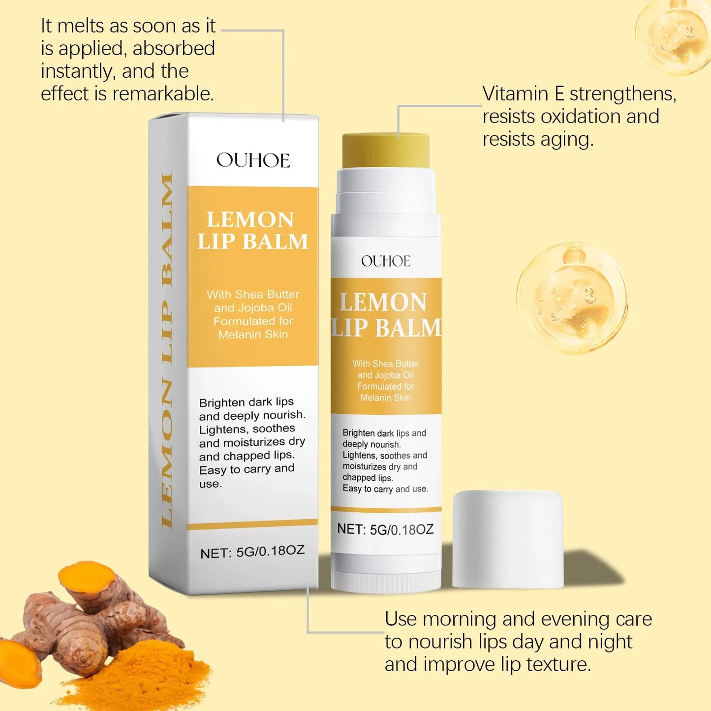 Lip Lightening Balm – Melanin Removing Gloss for Exfoliating and Moisturizing