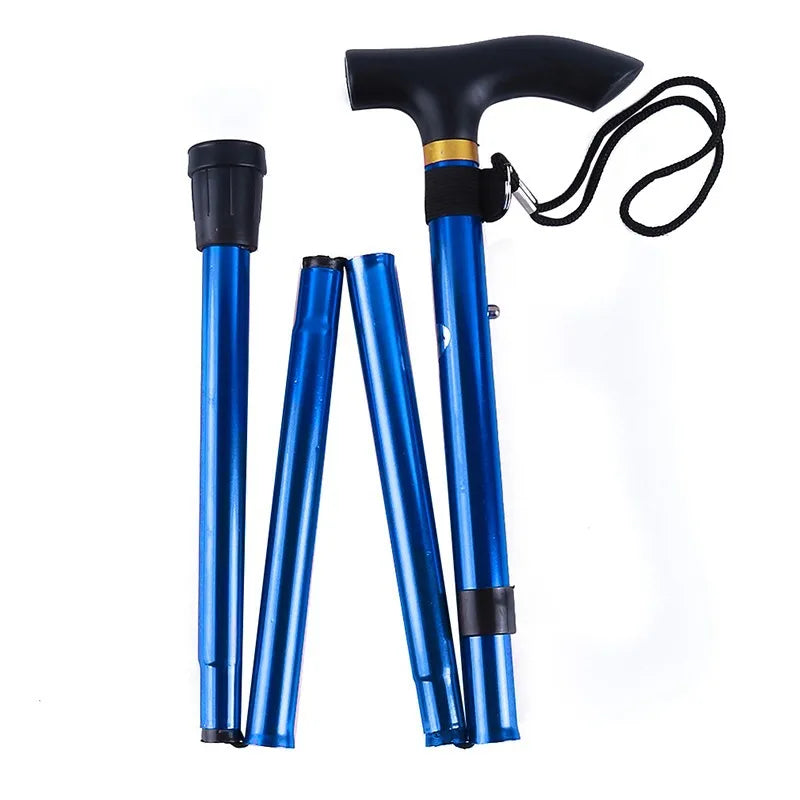 Outdoor Mountaineering Trekking Poles — 5-Section Telescopic Aluminum Alloy Folding Cane for Hiking & Climbing