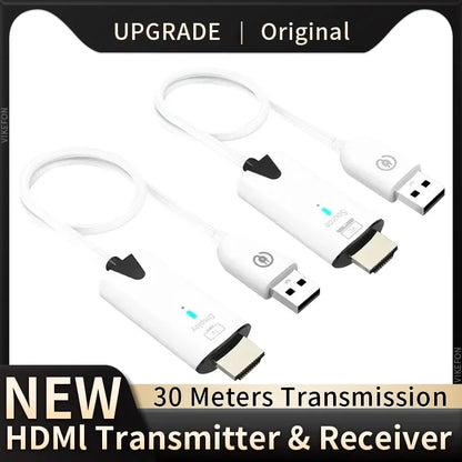 30M Wireless HDMI Video Transmitter & Receiver – Screen Mirror Adapter for Camera, PC to TV