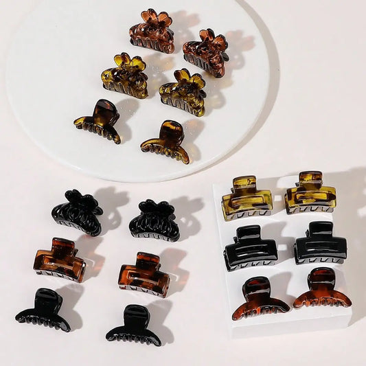 18pcs Leopard Print Mini Hair Claw Clips – No-Slip Small Jaw Clips for Thin Hair, Hair Styling Accessories for Women & Girls