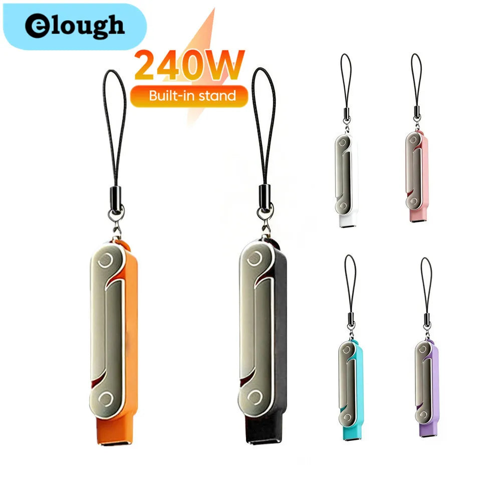 240W OTG Type-C Adapter – USB-C Male to Female Fast Charging & Data Transfer Converter with Foldable Holder Keychain Design