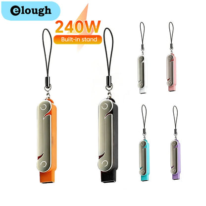 240W OTG Type-C Adapter – USB-C Male to Female Fast Charging & Data Transfer Converter with Foldable Holder Keychain Design