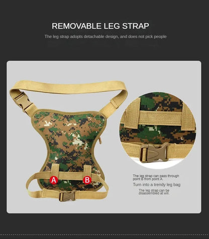 Camouflage Motorcycle Drop Leg Bag – Waterproof, Multifunctional Waist Bag for Travel, Hiking & Outdoor Riding