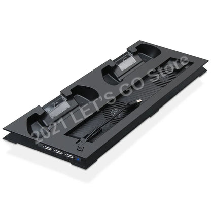 PS4 Slim Vertical Stand — Cooling Fan & Controller Charging Dock Station